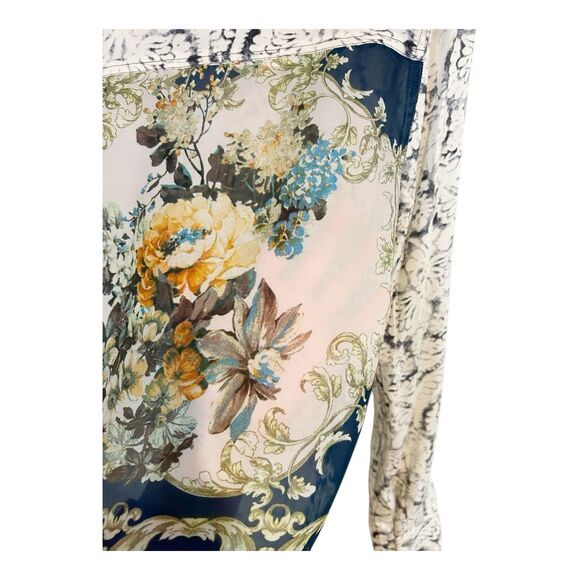 Aratta Silent Journey Damask Button Down Floral Shirt  Sz S Semi Sheer Back G9 - Picture 9 of 9